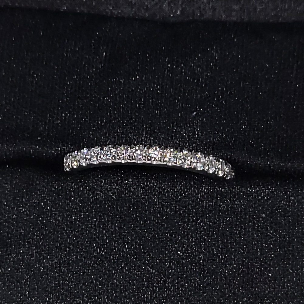Moissanite Size 6 Half Eternity Band 18k White Gold Plated Sterling Silver - Picture 4 of 9
